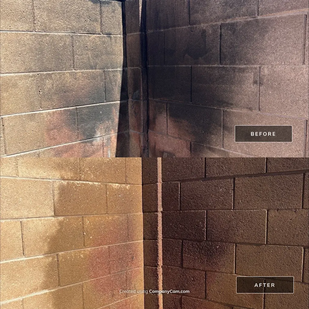 Residential wall cleaning before and after