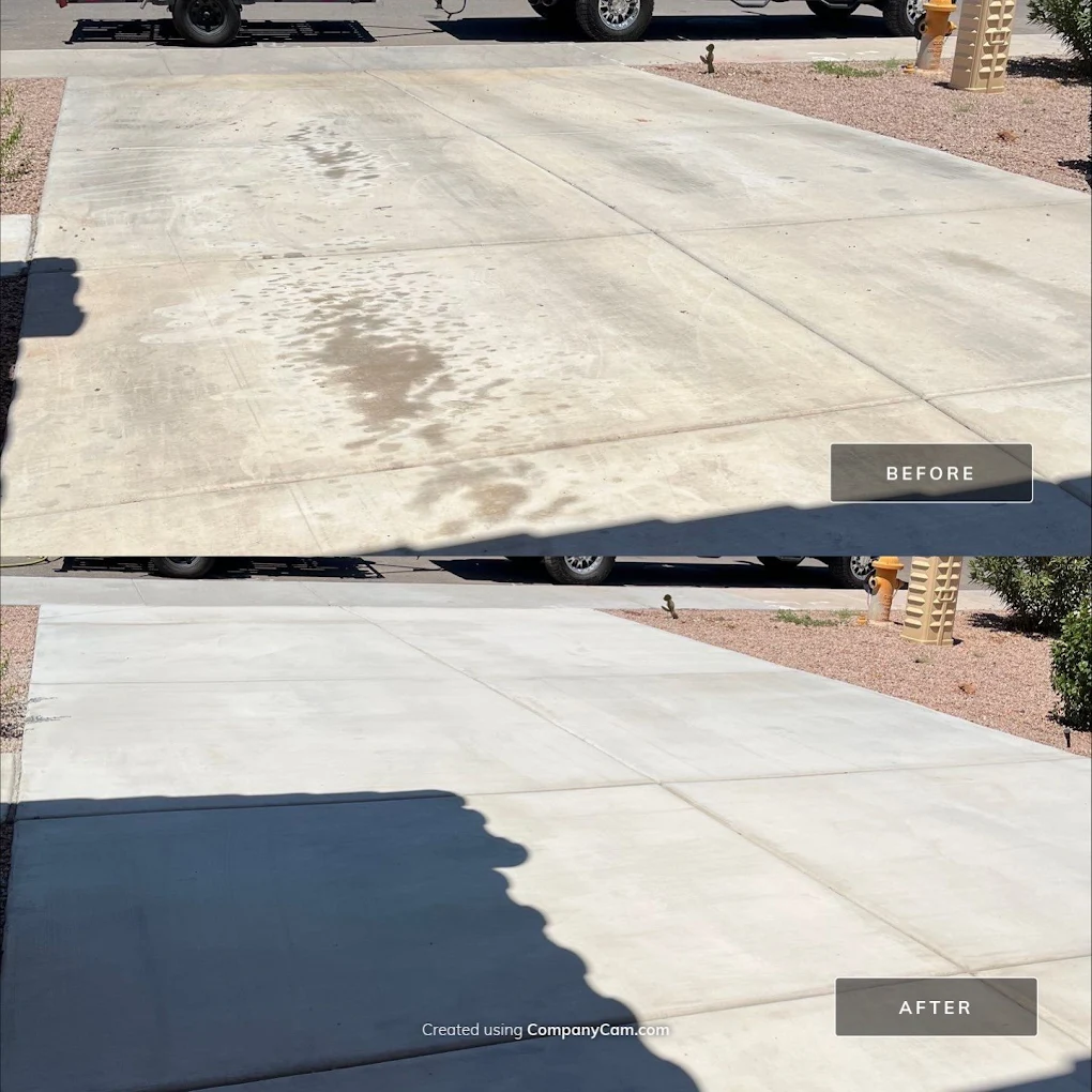 Residential driveway cleaning before and after