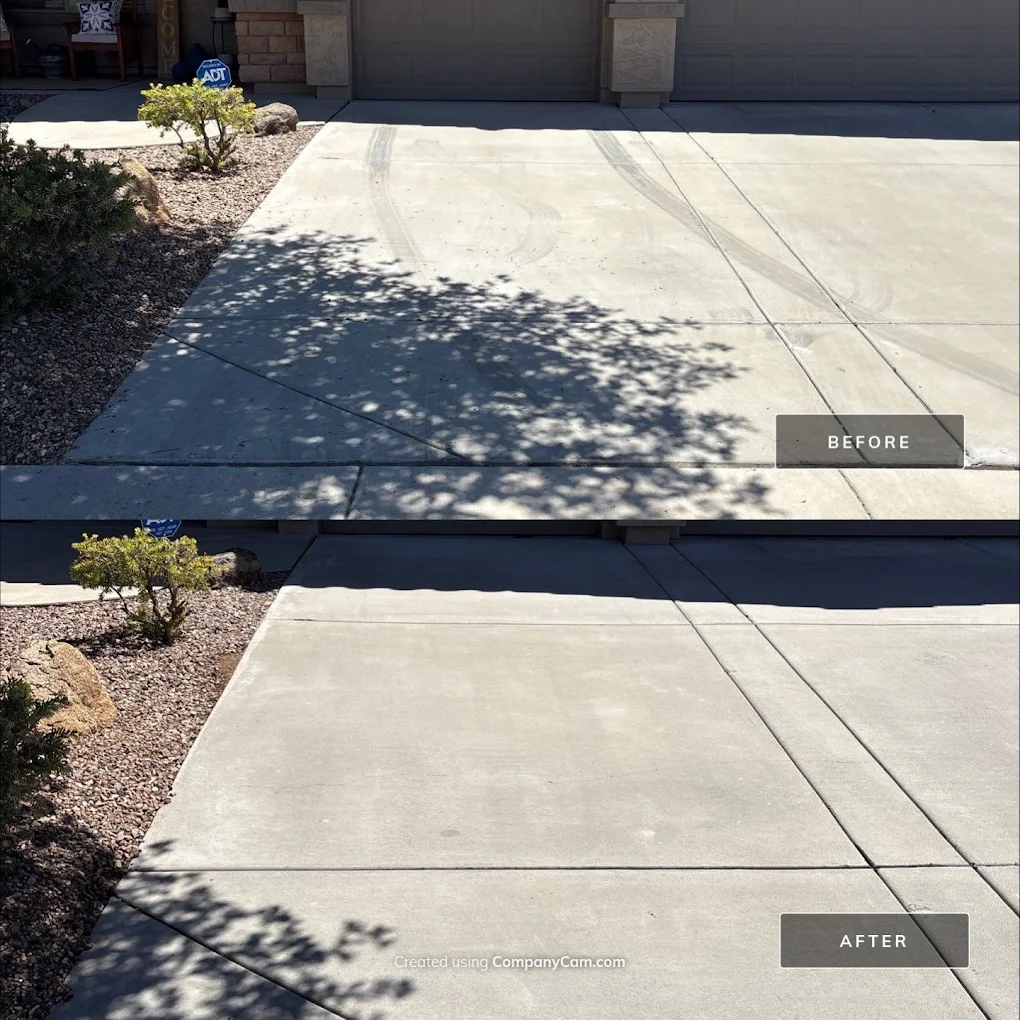 Home driveway and front yard cleaning before and after
